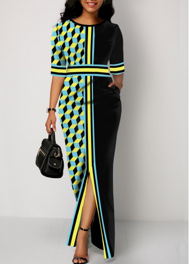 black sleeveless mesh panel sequin maxi dress
