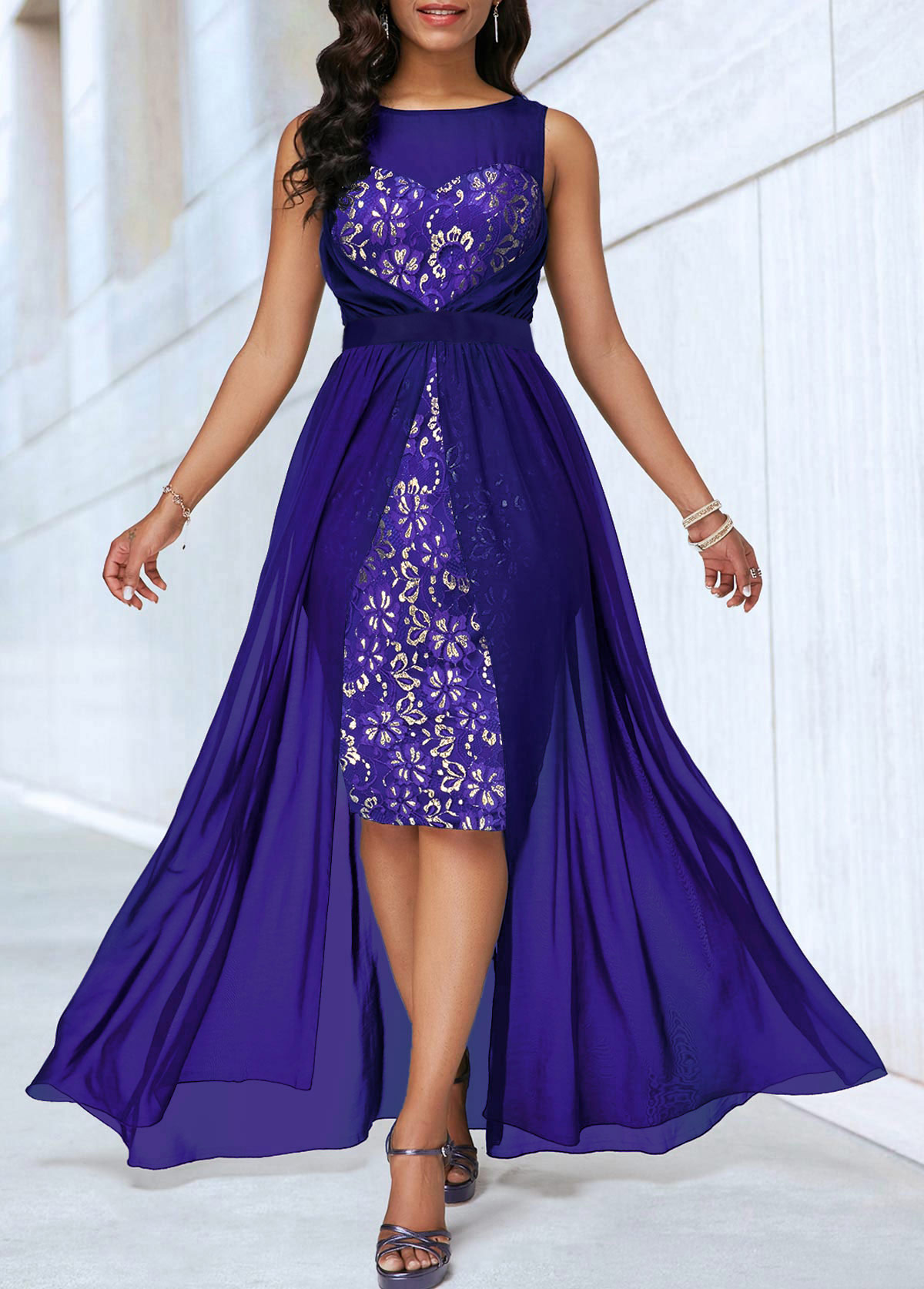 royal blue dip hem dress