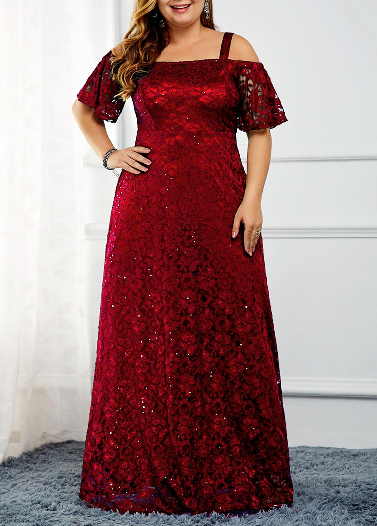 plus size red glitter dress