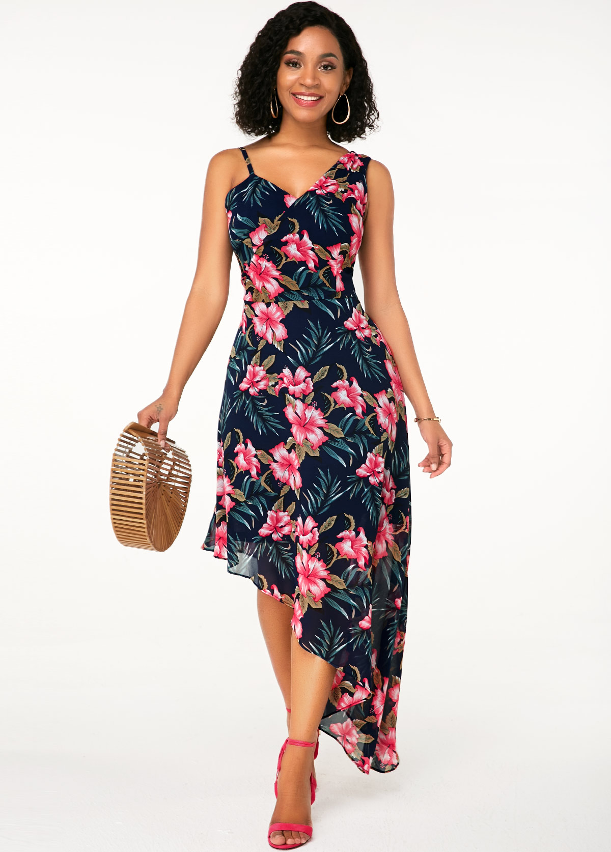 asymmetric hem maxi dress