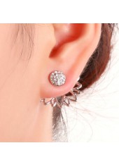 Silvery White jewelry,Rhinestone Lotus Shape Earrings for Lady