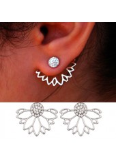 Boucles d'oreilles en forme de lotus avec strass pour femme