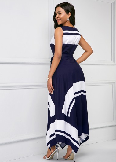 Navy dresses,Floral dresses,ROTITA Asymmetric Hem Printed Sleeveless Maxi Dress