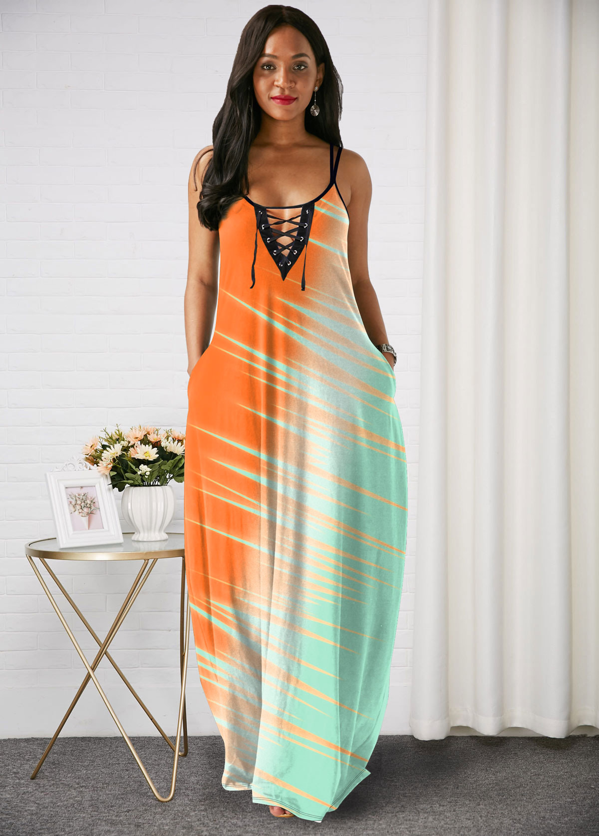 lace up maxi dress