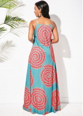 Blue dresses,Floral dresses,ROTITA Tribal Print Blue Spaghetti Strap Dress