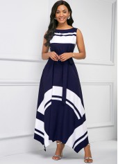 ROTITA Asymmetric Hem Printed Sleeveless Maxi Dress