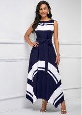 Navy dresses,Floral dresses,ROTITA Asymmetric Hem Printed Sleeveless Maxi Dress