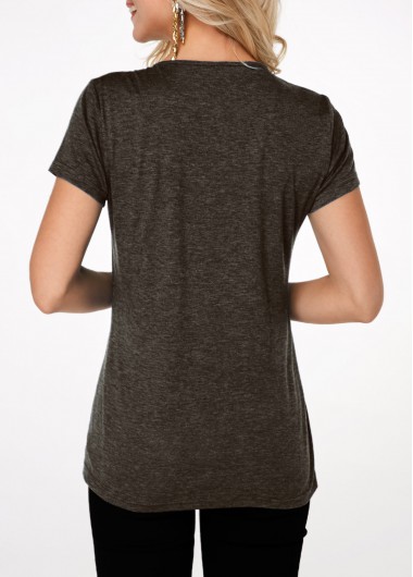 Black tops,Plain Color tops,ROTITA Pleated Button Up Short Sleeve T Shirt