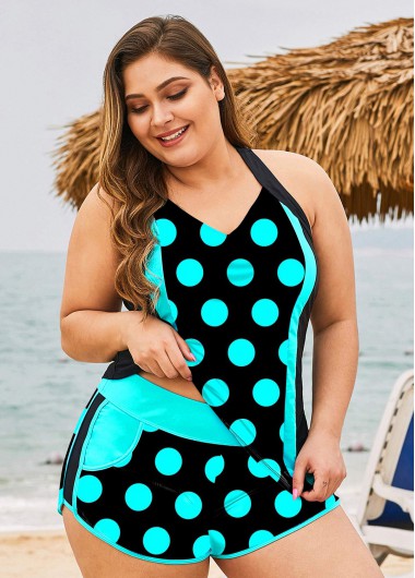 plus size polka dot swimdress