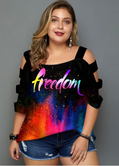rainbow plus size tops