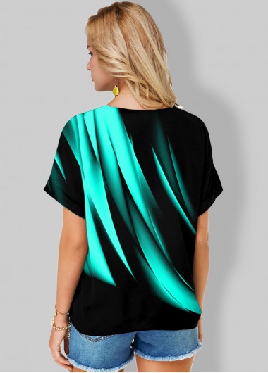 Mint Green tops,Floral tops,ROTITA Printed Short Sleeve Round Neck T Shirt