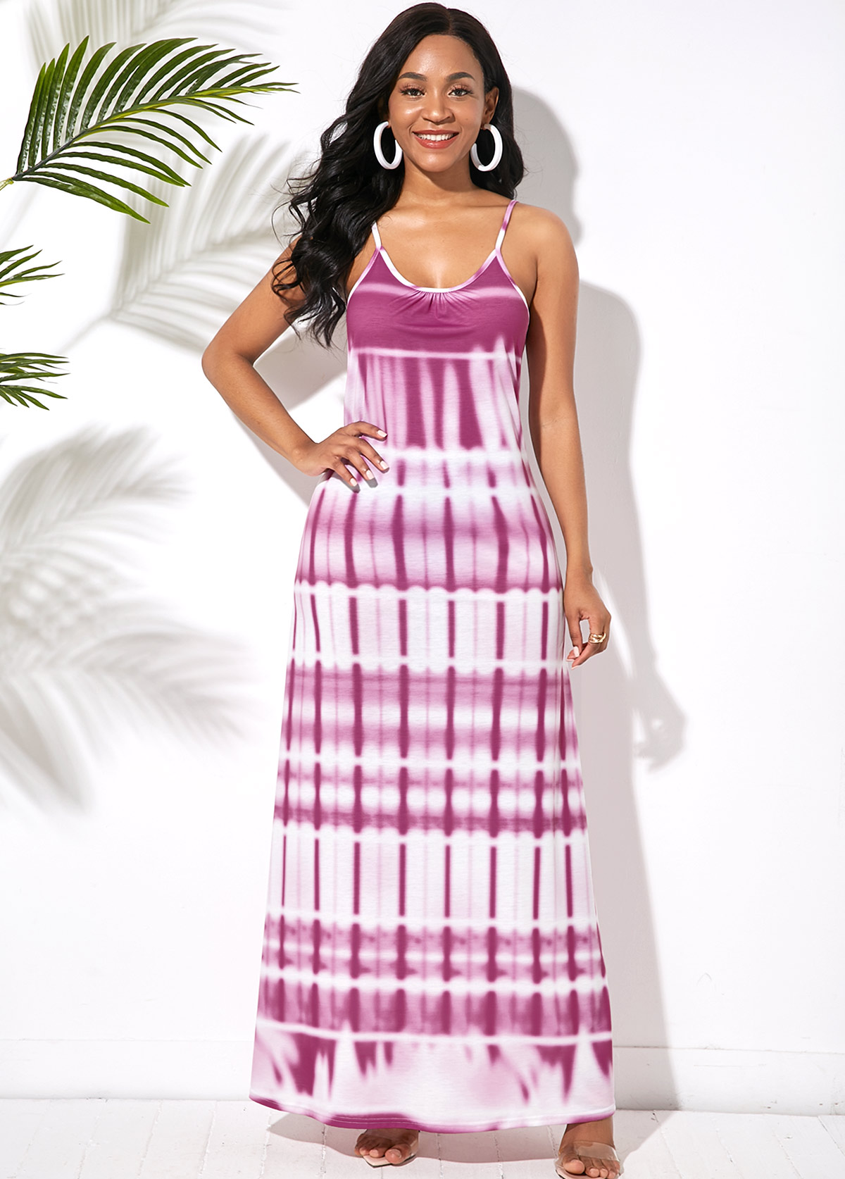 Light Purple dresses,Floral dresses,ROTITA Ladder Cutout Back Printed Spaghetti Strap Maxi Dress