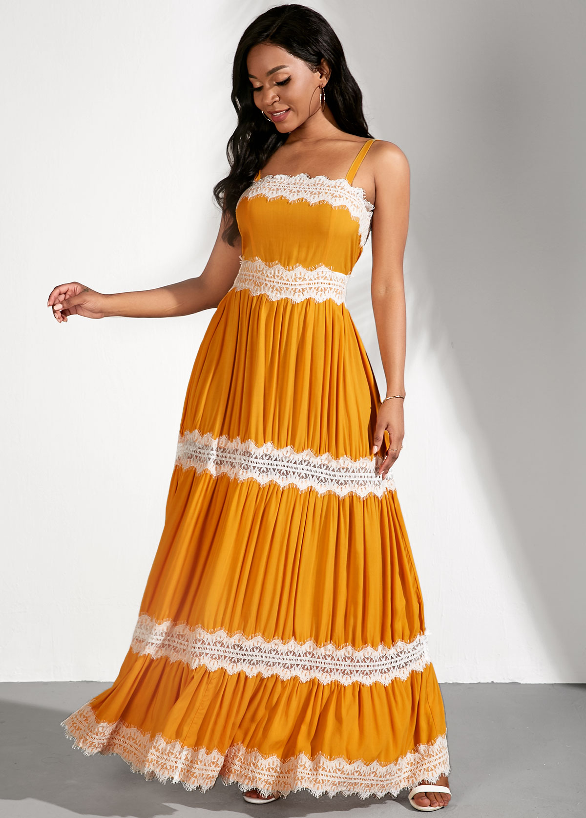 yellow spaghetti strap dress