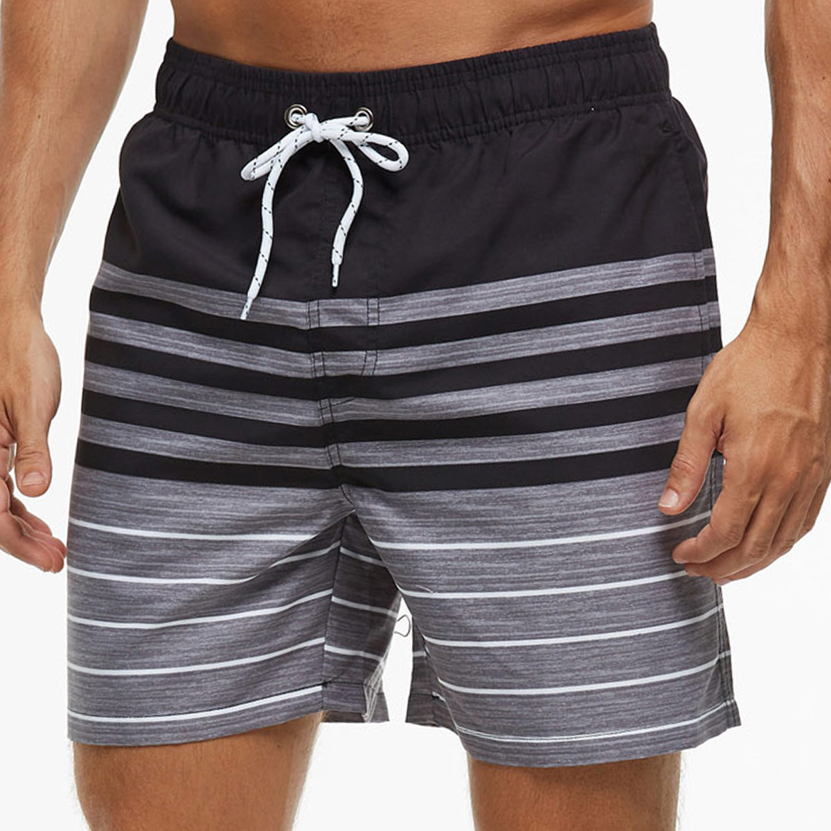 Mesh Liner Quick Dry Bermuda Striped Men's Swim Trunks | Rotita.com ...
