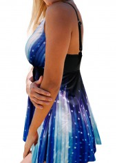 Blue swimwear,Floral swimwear,ROTITA Open Back Spaghetti Strap Swimdress and Panty