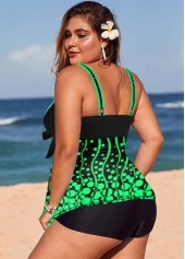 Green plus size,Floral plus size,ROTITA Printed Plus Size Green Tankini Set