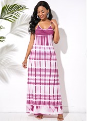 Light Purple dresses,Floral dresses,ROTITA Ladder Cutout Back Printed Spaghetti Strap Maxi Dress