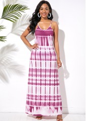ROTITA Ladder Cutout Back Printed Spaghetti Strap Maxi Dress