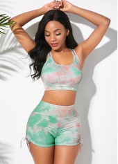 ROTITA Tie Dye High Waisted Drawstring Side Bikini Set