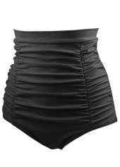High Waist Ruched Black Swimwear Panty