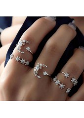 Silver Metal Bohemian Geometric Shape Ring Set