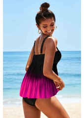 Hot Pink swimwear,Floral swimwear,ROTITA Gradient Printed Spaghetti Strap Swimdress and Panty