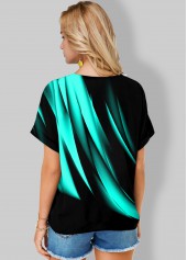 Mint Green tops,Floral tops,ROTITA Printed Short Sleeve Round Neck T Shirt