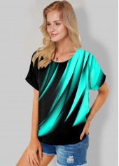 Mint Green tops,Floral tops,ROTITA Printed Short Sleeve Round Neck T Shirt