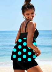 Black swimwear,Dot swimwear,ROTITA Spaghetti Strap Polka Dot Tankini Top