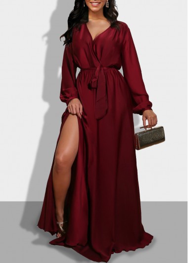 wine long sleeve maxi dress