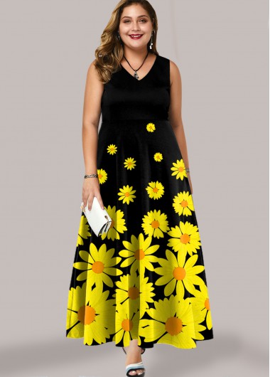 daisy print maxi dress