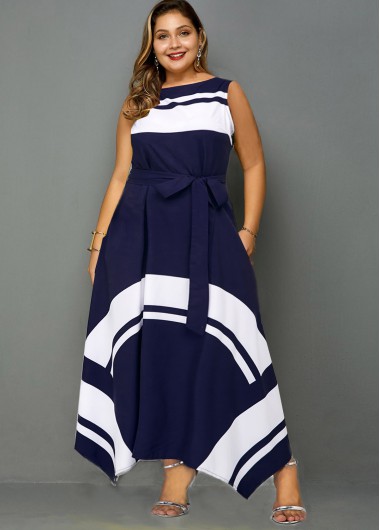 belted asymmetric hem maxi dress and cardigan