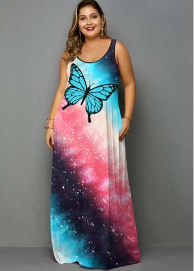 plus size butterfly print dress