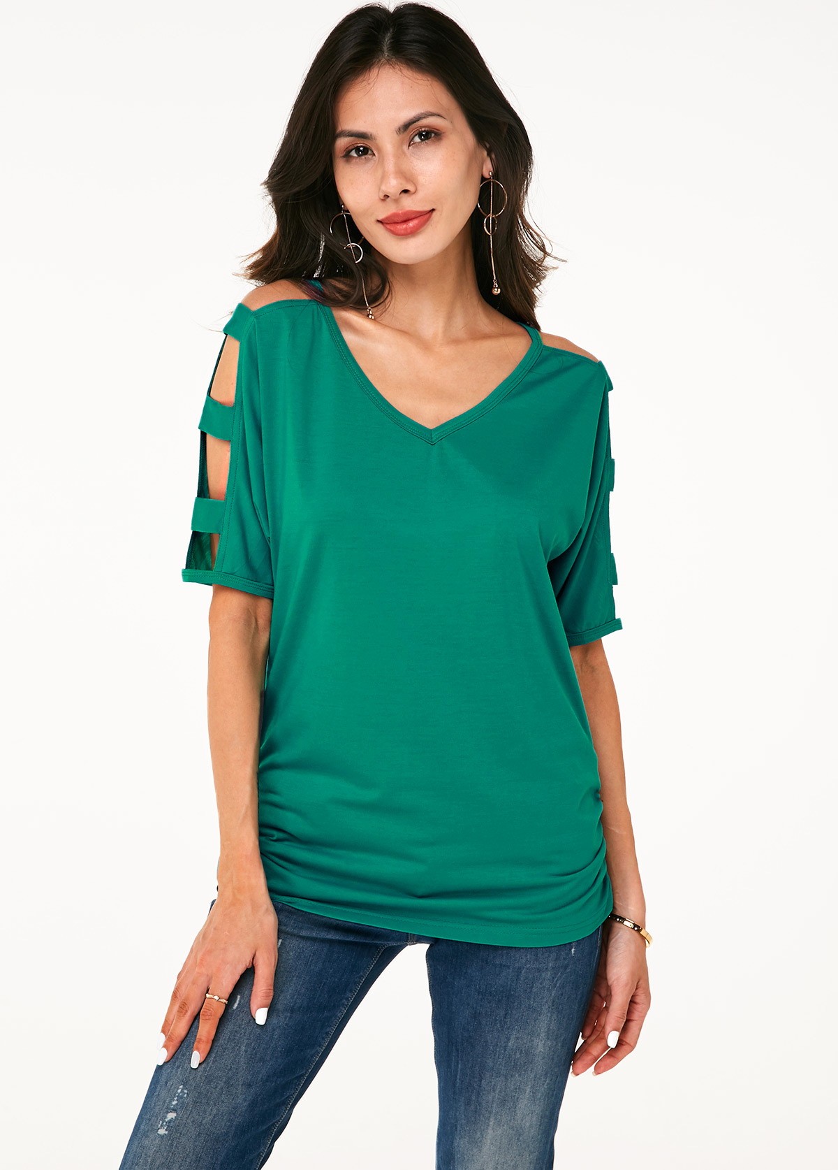 ladder cutout sleeve top