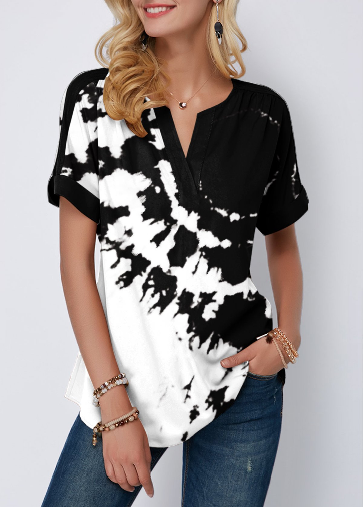 Scully Tie Dye Tie Front Blouse main image 1
