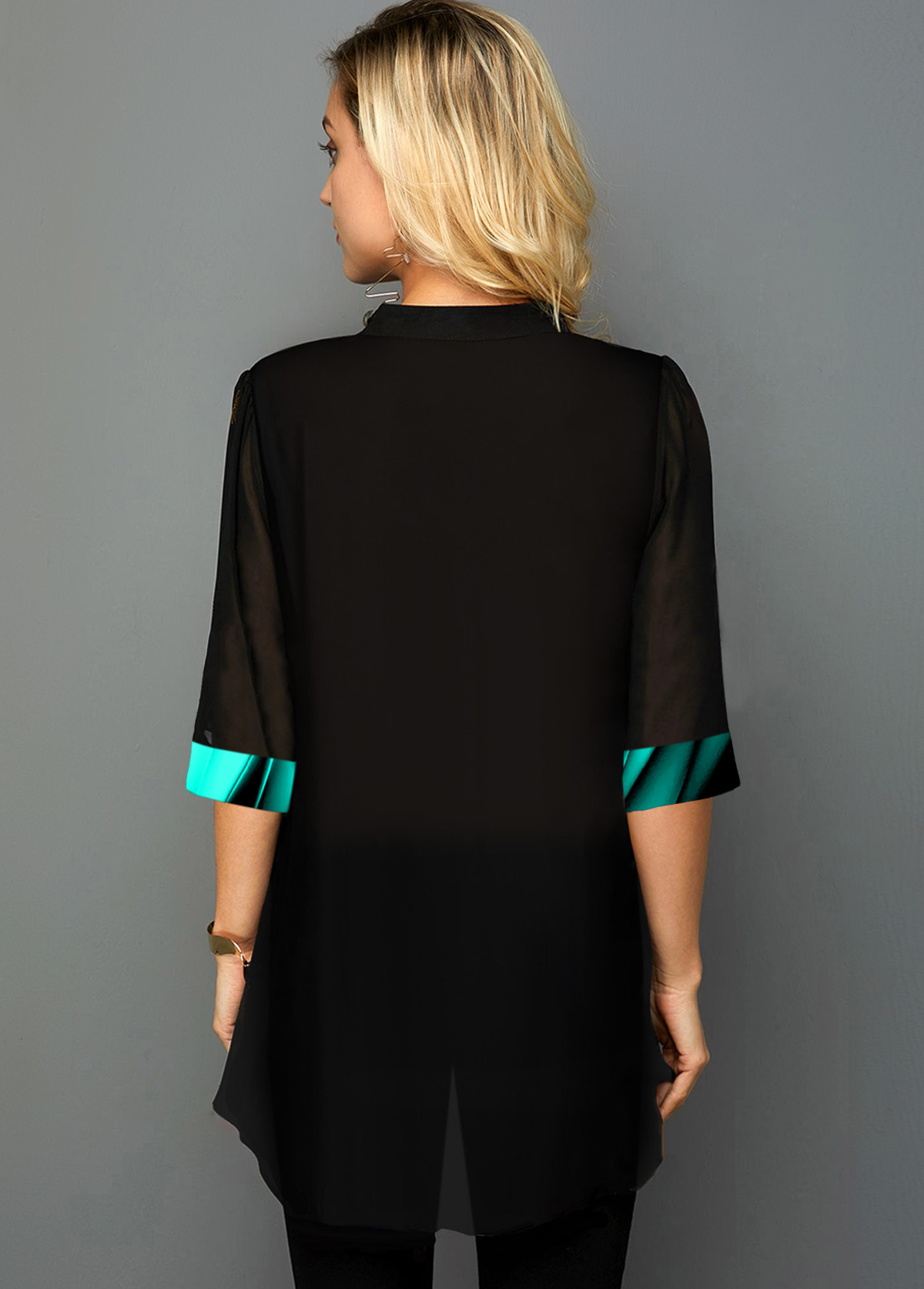 Cyan tops,Floral tops,ROTITA Printed Three Quarter Sleeve Spaghetti Strap Blouse