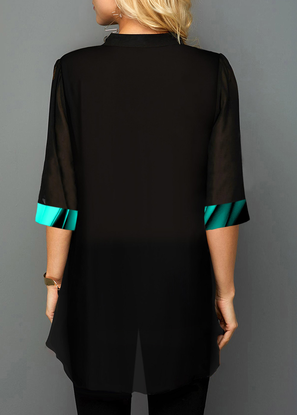 Cyan tops,Floral tops,ROTITA Printed Three Quarter Sleeve Spaghetti Strap Blouse