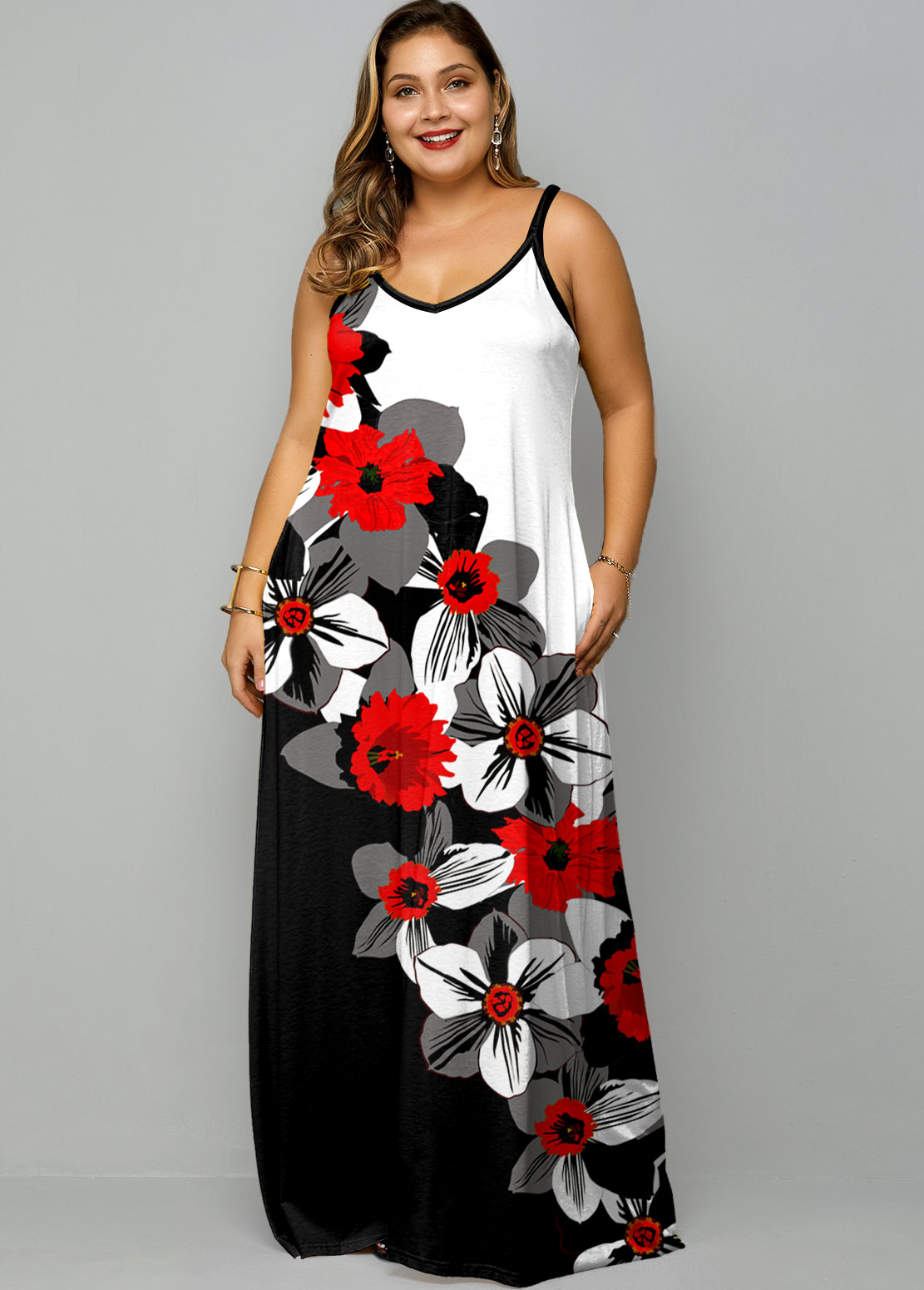 floral print maxi dress plus size