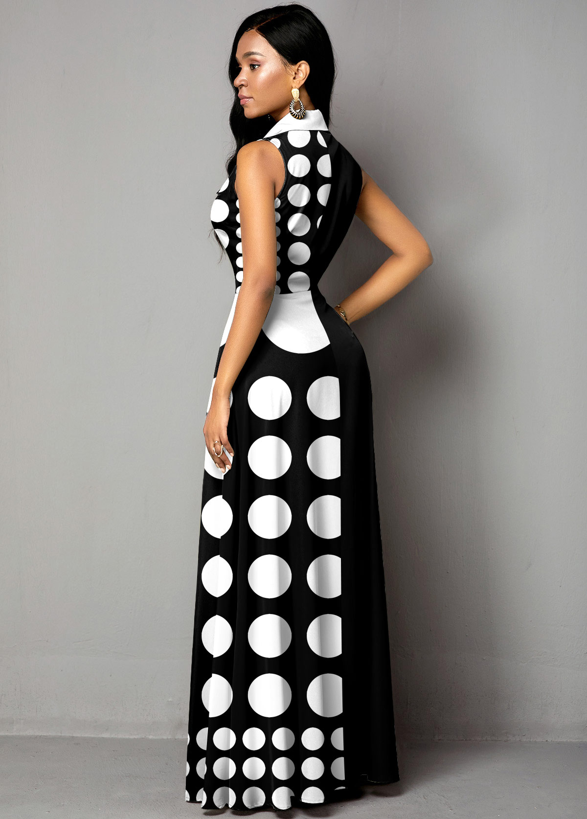 Multi Color dresses,Dot dresses,ROTITA Button Up Color Block Polka Dot Maxi Dress