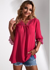 ROTITA Lantern Sleeve Secret Garden Lace Panel Blouse