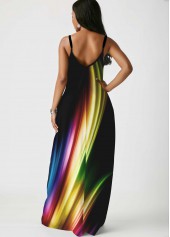 Black dresses,Floral dresses,ROTITA Printed Spaghetti Strap Side Pocket Maxi Dress