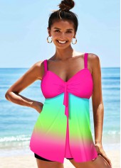 ROTITA Spaghetti Strap Rainbow Color Printed Tankini Set
