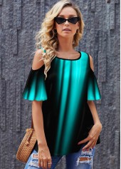 ROTITA Printed Cold Shoulder Round Neck T Shirt