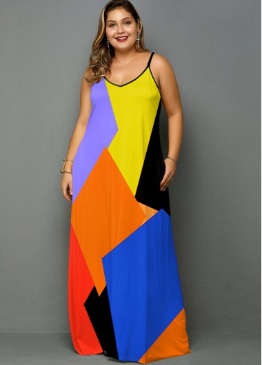 color block maxi dress plus size