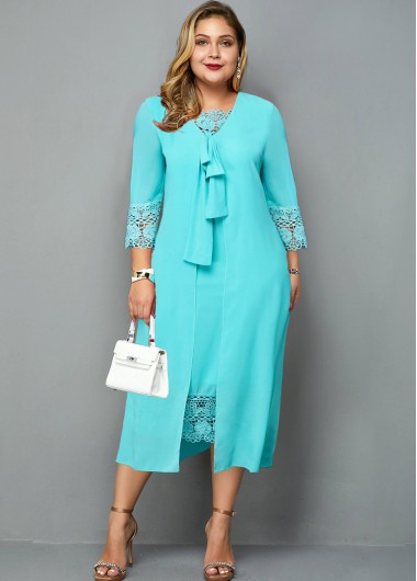 ROTITA Plus Size Knot Detail Lace Panel ...