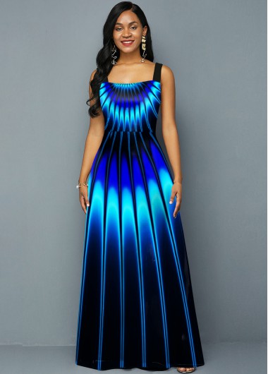 blue spaghetti strap maxi dress