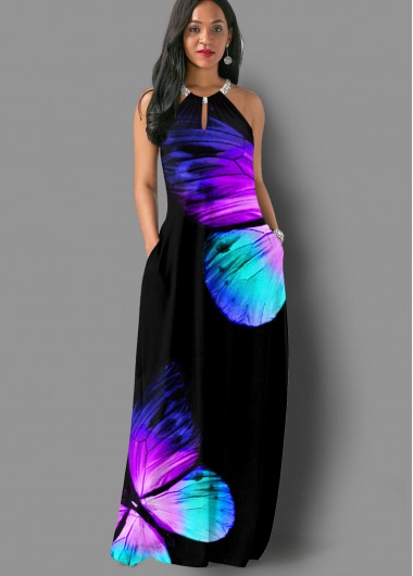 butterfly print maxi dress