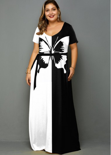 plus size butterfly print dress