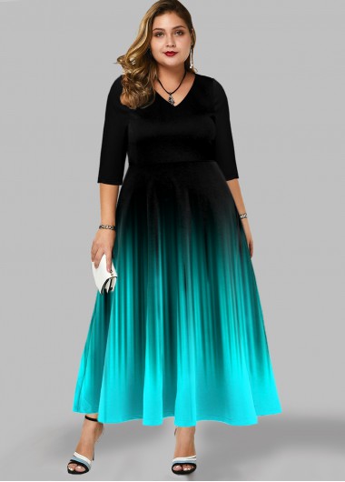 plus size ombre maxi dress