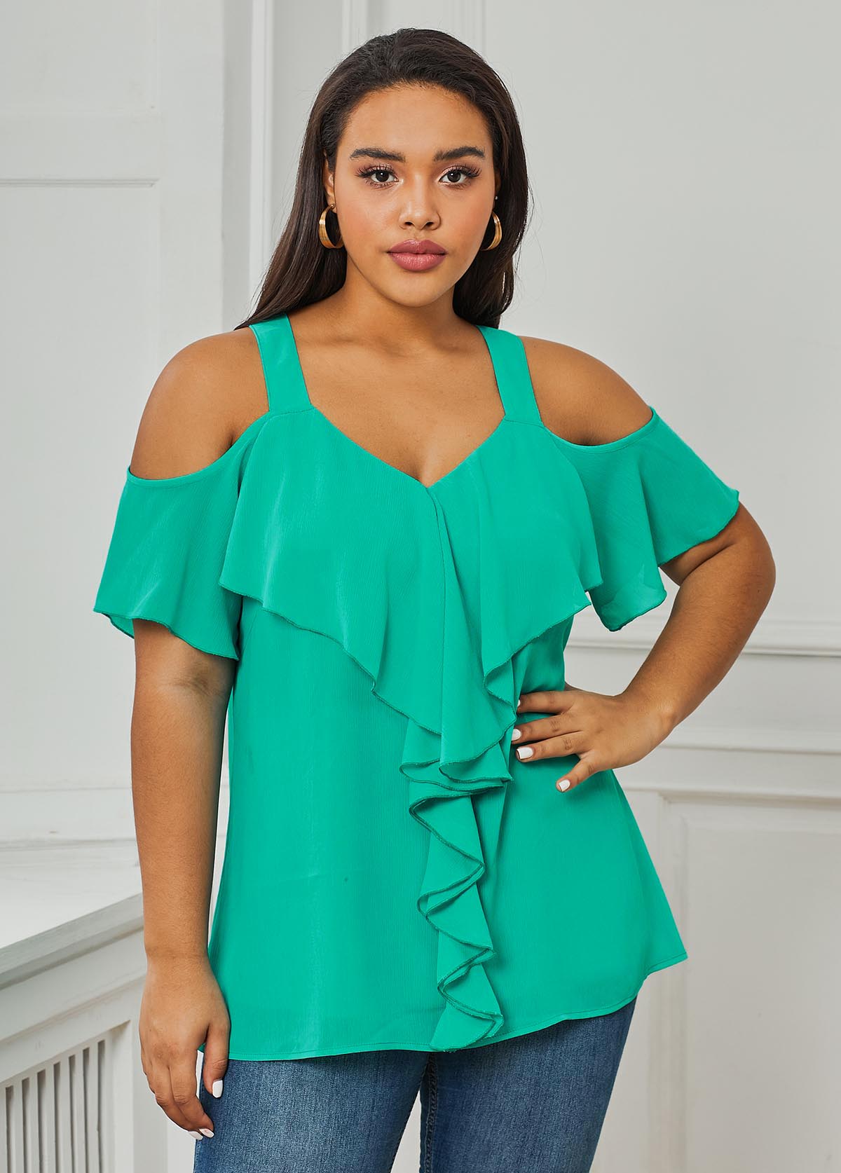 mint green plus size tops